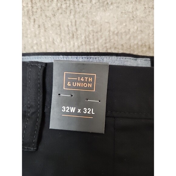 14th & Union Chino Pants Mens 32x32 Black Slim Fit Stretch NEW - Picture 6 of 9